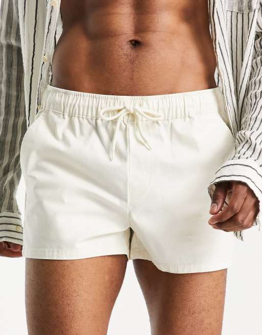 ASOS DESIGN - Chino corti skinny bianco sporco con elastico in vita