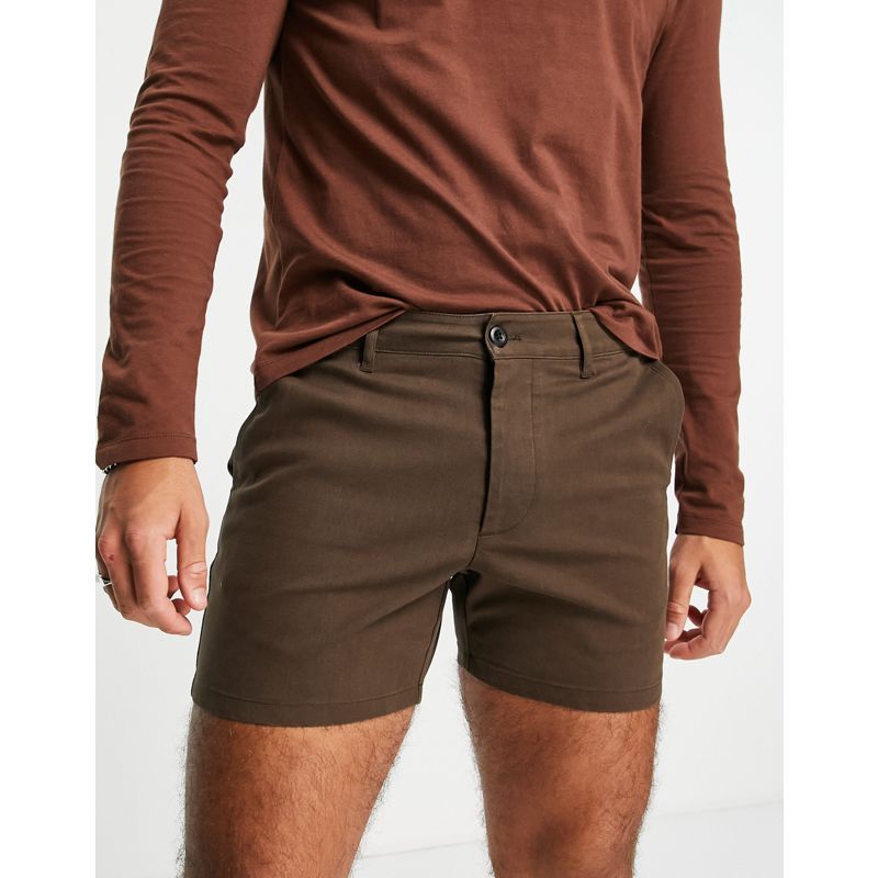 Pantaloncini Uomo DESIGN - Chino corti skinny marrone scuro
