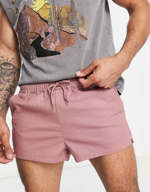 ASOS DESIGN - Chino corti skinny stile running con elastico in vita rosso ruggine