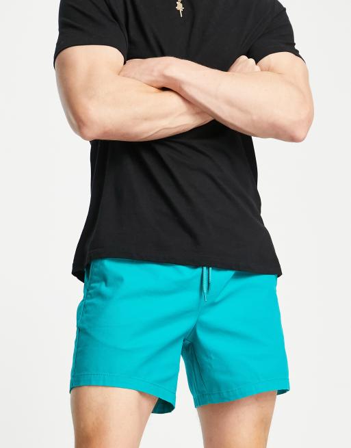 ASOS DESIGN - Chino corti slim blu acceso con vita elastica