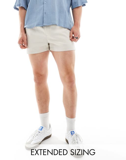 ASOS DESIGN - Chino corti slim grigio pietra