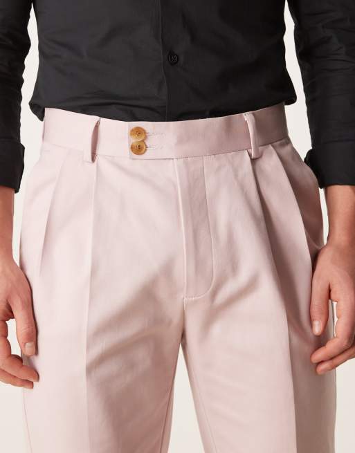 ASOS DESIGN - Chino eleganti affusolati in cotone color rosa polvere, 4 di 5