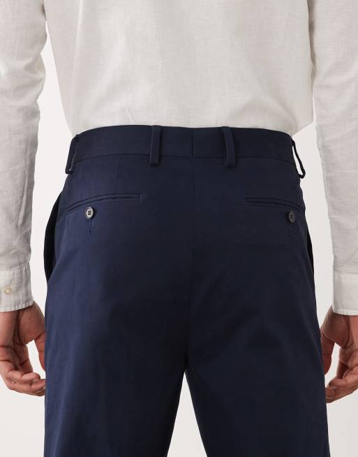 ASOS DESIGN - Chino eleganti affusolati in misto cotone blu navy con risvolto, 5 di 5