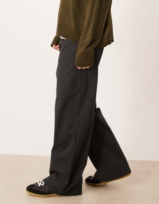 ASOS DESIGN - Chino larghi neri con pieghe, 3 di 5