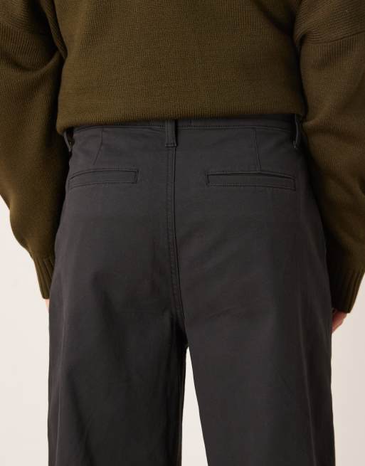ASOS DESIGN - Chino larghi neri con pieghe, 4 di 5