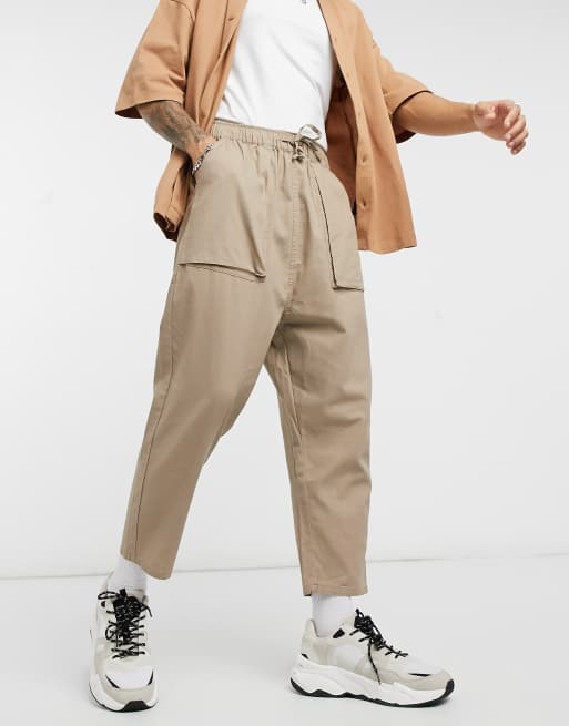 ASOS Design - Chino met laag kruis in stone