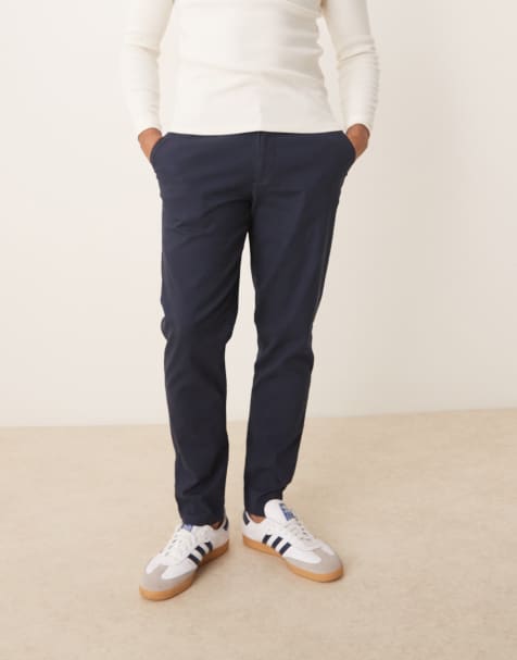 ASOS DESIGN - Chino met toelopende pasvorm in marineblauw - view 1