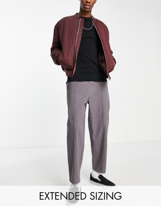 ASOS DESIGN - Chino oversize affusolati antracite con piega frontale