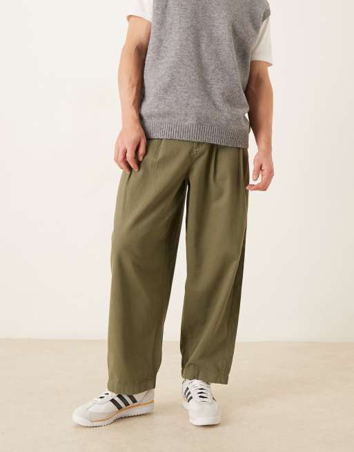 ASOS DESIGN - Chino oversize affusolati color kaki