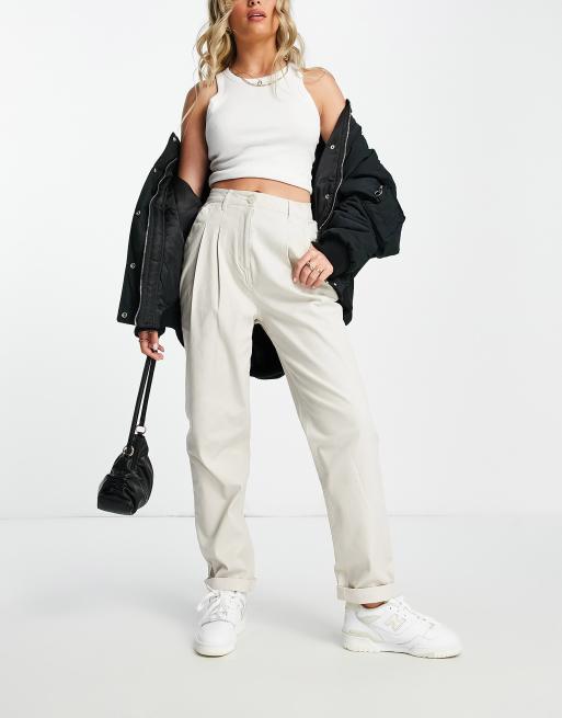 ASOS DESIGN high rise wide leg pants in stone