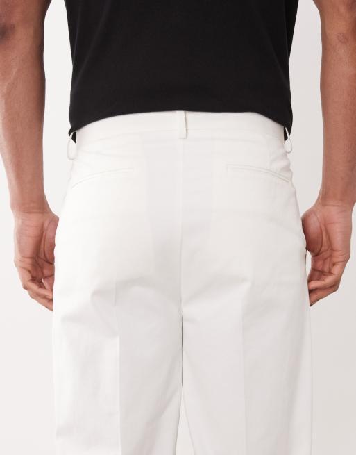 ASOS DESIGN - Chino sartoriali oversize affusolati in misto cotone bianchi con pieghe sul davanti, 5 di 5