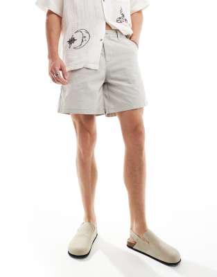 Asos Design Chino Short In Stone-neutral