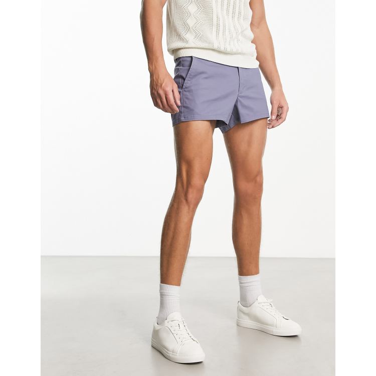 ASOS DESIGN chino shorts in extreme shorter length in grey