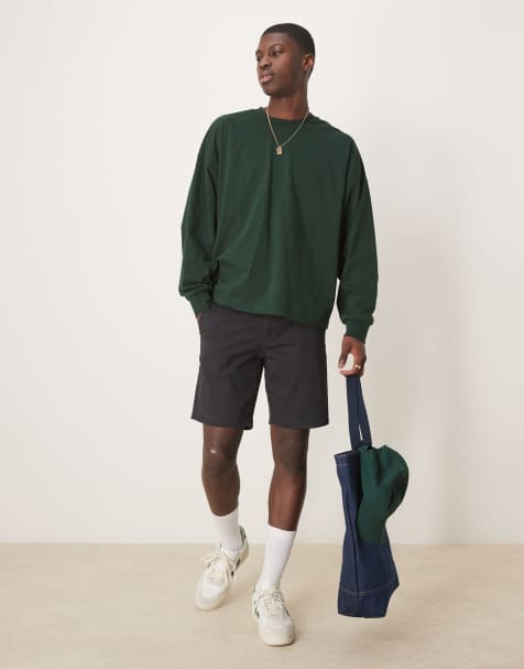 ASOS DESIGN – Chino-Shorts in Schwarz in normaler Länge mit schmalem Schnitt - view 1