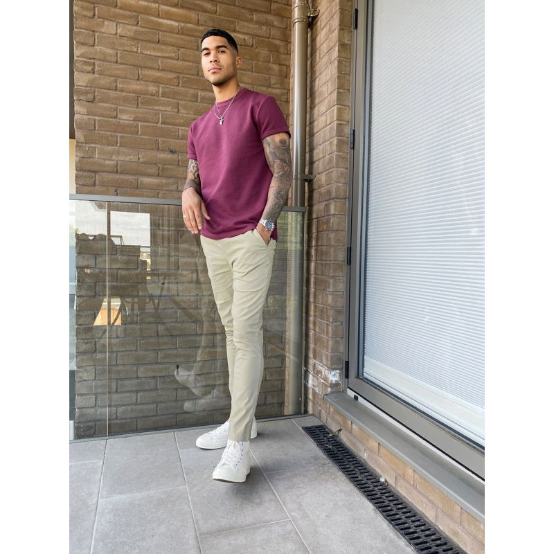 Pantaloni skinny s18GR DESIGN - Chino skinny bianco stucco con elastico in vita