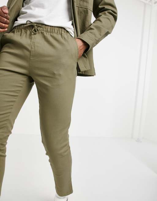 ASOS DESIGN - Chino skinny con vita elasticizzata verde chiaro, 3 di 4