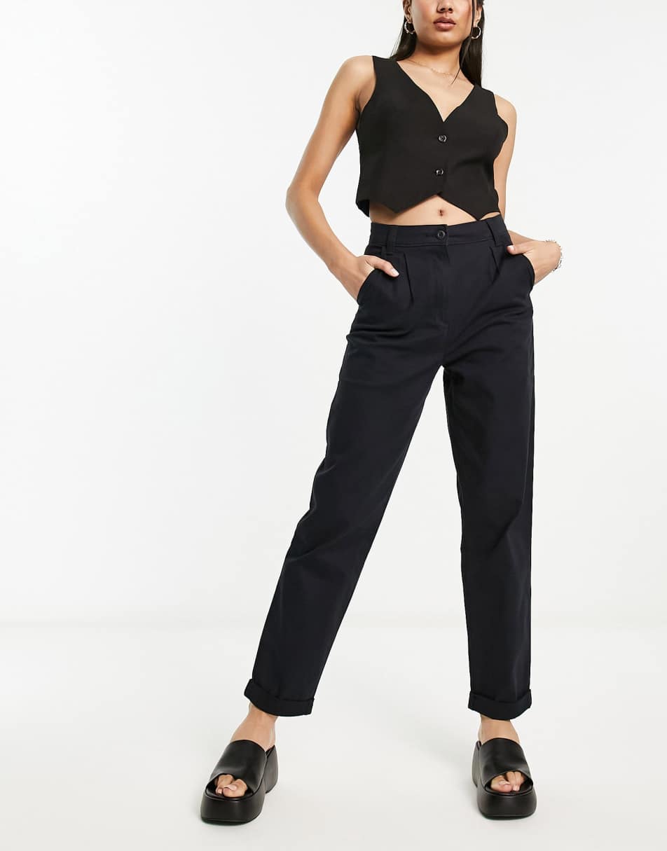 Miss Selfridge velvet tailored cigarette pants in black