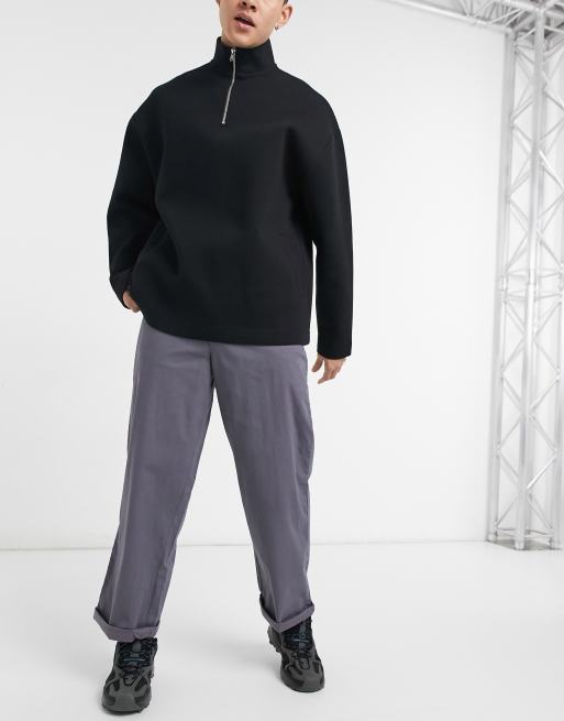 Asos Design Chino Trousers In Wide Fit In Charcoal Asos