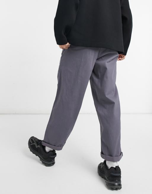 Asos Design Chino Trousers In Wide Fit In Charcoal Asos