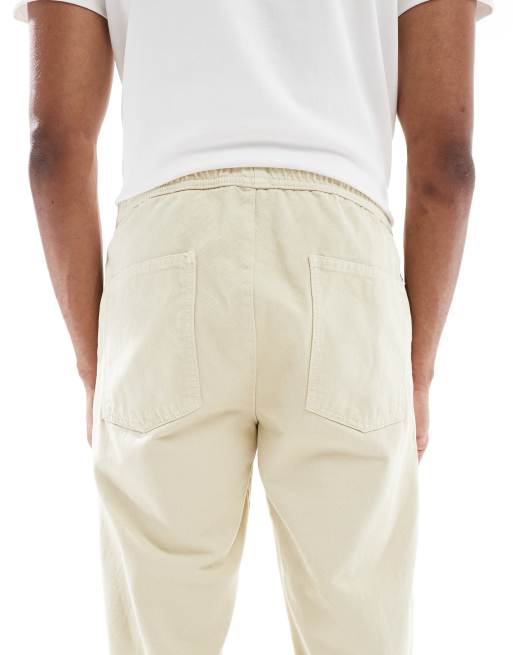 ASOS DESIGN – Chinohose in Karottenform zum Reinschlüpfen in Beige, 4 von 5