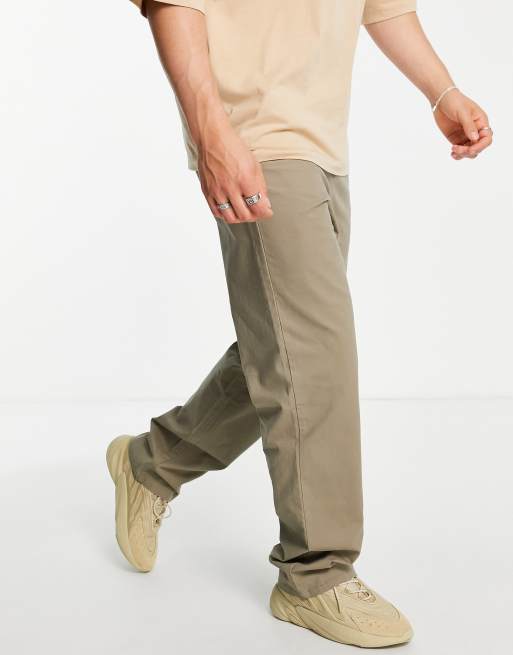 ASOS DESIGN - Chinos i vasket kakigrøn i afslappet pasform