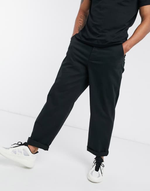 Asos Design Chinos In Wide Fit In Black Asos