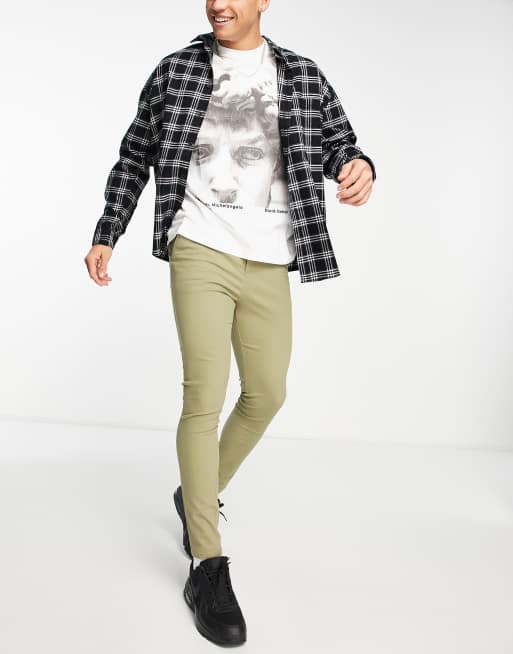 ASOS DESIGN – Chinosy o bardzo obcisłym kroju w jasny odcieniu khaki