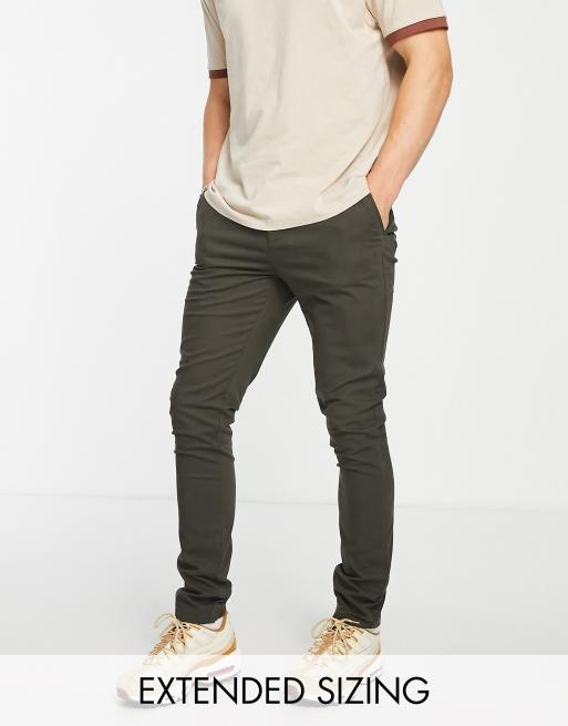 ASOS DESIGN – Chinosy o bardzo obcisłym kroju w kolorze khaki