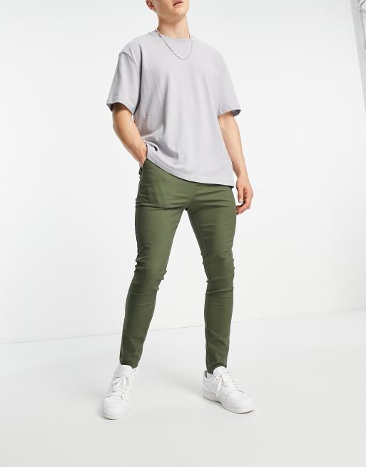 ASOS DESIGN – Chinosy o bardzo obcisłym kroju w kolorze spranej zieleni