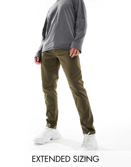ASOS DESIGN – Chinosy o dopasowanym kroju w ciemnym kolorze khaki