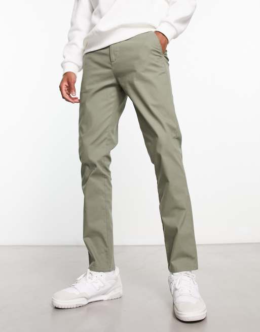 ASOS DESIGN – Chinosy o dopasowanym kroju w kolorze khaki
