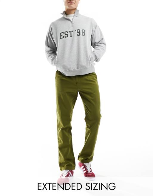 ASOS DESIGN – Chinosy o prostym kroju w kolorze spranego khaki