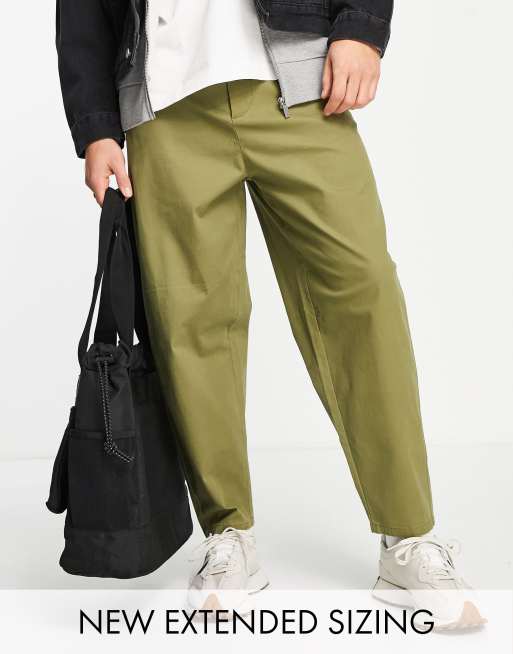 ASOS DESIGN – Chinosy oversize w kolorze khaki ze zwężanymi nogawkami