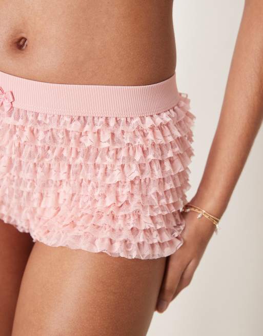 ASOS DESIGN – Chloe – Set aus Camisole-Top und Shorts in Staubrosa mit Rüschendesign, 3 von 4