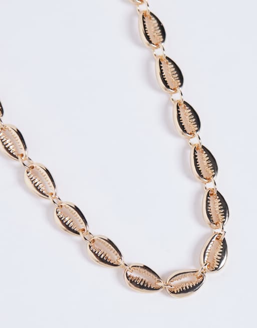 ASOS DESIGN – Choker-Halskette mit Kunstmuschel-Design in Gold