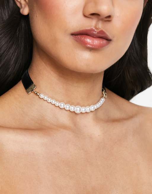 ASOS DESIGN – Choker-Halskette mit Perlendetail
