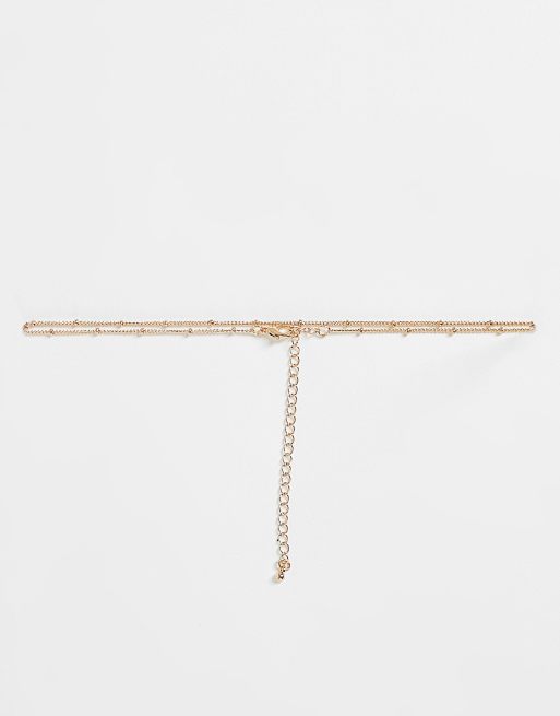 ASOS DESIGN - Choker/korte ketting met bolletjes en staafjes in goudkleur
