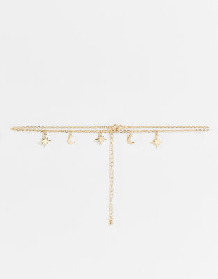 ASOS DESIGN - Choker met hemelse hangertjes in goudkleur