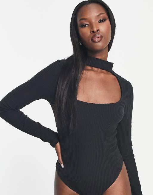 Black Long Sleeve Neck Bodysuit – Styched Fashion