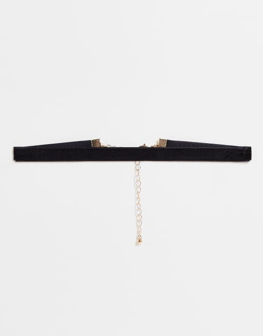 ASOS DESIGN choker necklace with wide velvet design in black