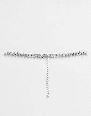 ASOS DESIGN choker necklace in crystal silver tone