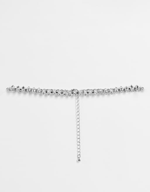 ASOS DESIGN choker necklace in crystal silver tone