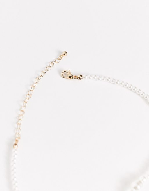 ASOS DESIGN choker necklace in graduating faux pearls