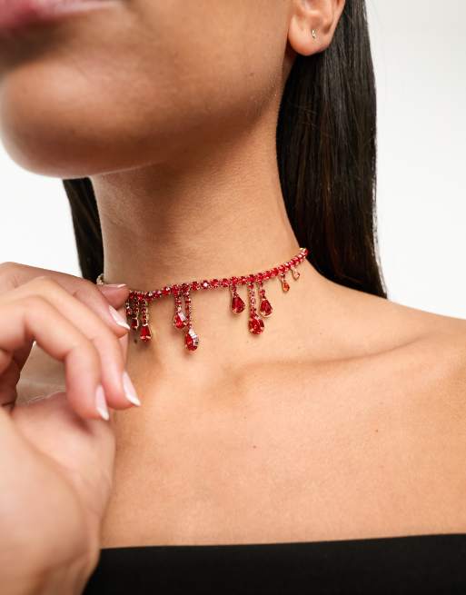 Red and gold best sale choker