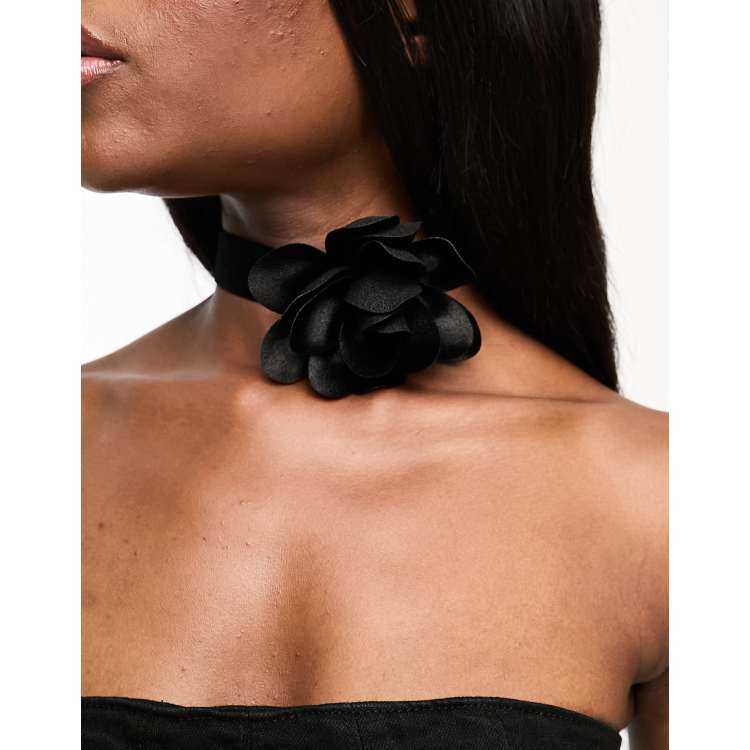 ASOS DESIGN choker necklace with lace design in black