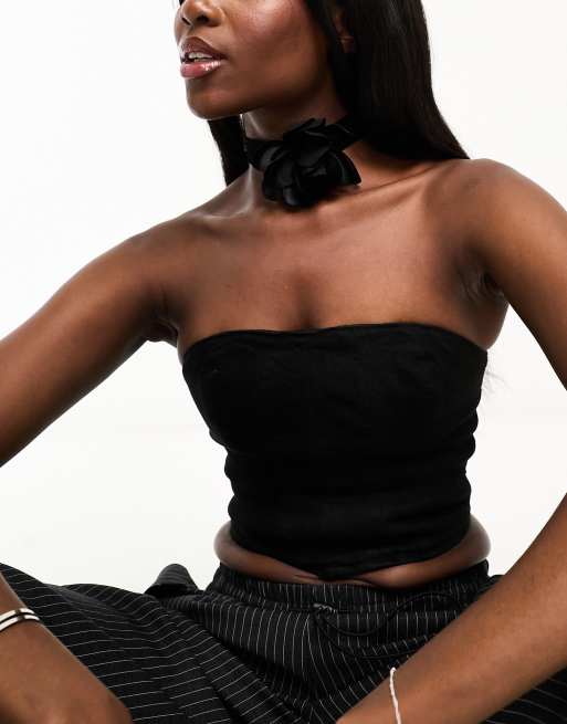 ASOS DESIGN choker necklace with corsage detail in black, 4 of 4