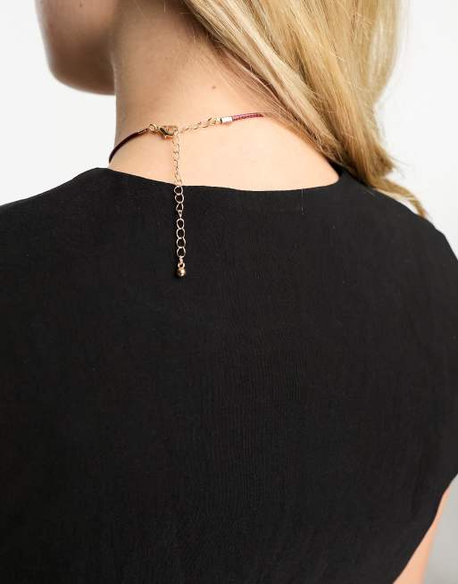 Minimalist choker necklace, Layering Necklace, burgundy pendant, black –  Artisan Look