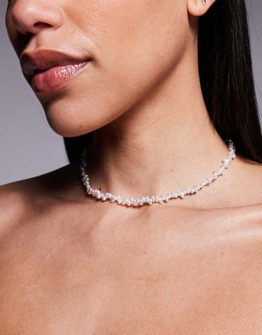 ASOS DESIGN choker necklace with faux mini freshwater pearl design, 3 of 3