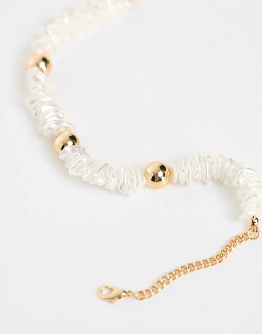 ASOS DESIGN choker necklace in graduating faux pearls