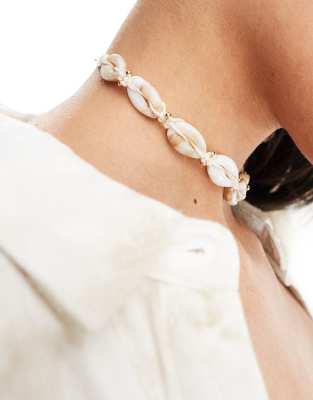 ASOS DESIGN CHOKER NECKLACE WITH FAUX SHELL DESIGN